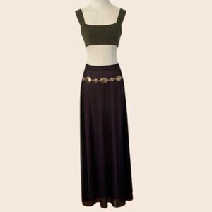 Vintage 90s Mauve & Black Mesh Maxi Skirt Size 4